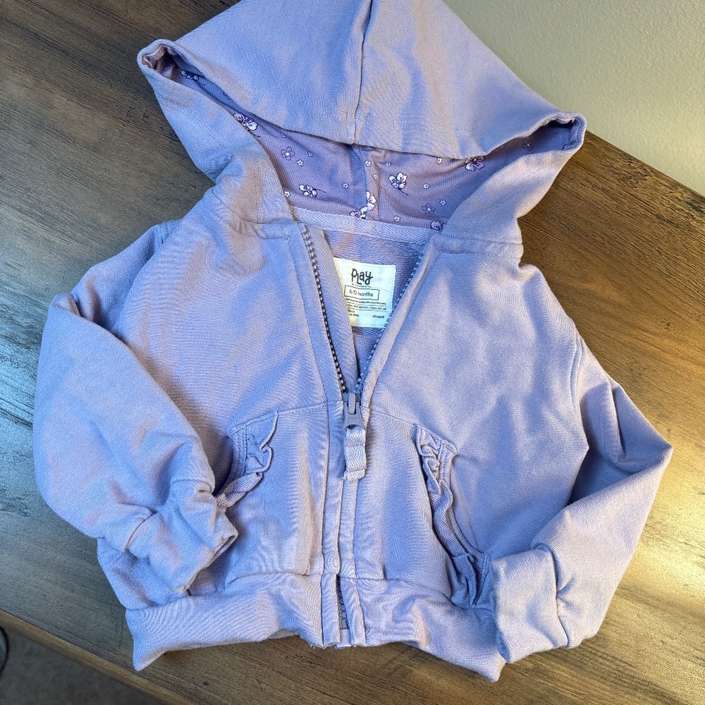 Little sleepies Dusty Lavender Ruffle Hoodie - 6-12 months